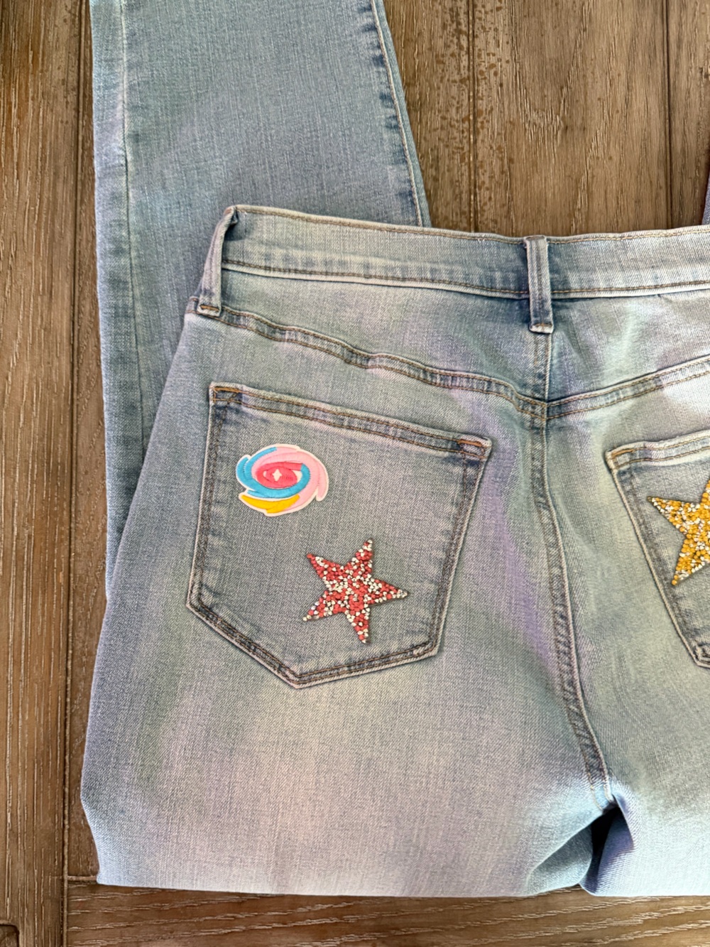 SONOMA Light Blue Women’s Boyfriend Jeans with Playful Patches - Picture 7 of 10